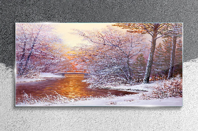 Skleneny obraz Zimný maľba stromov