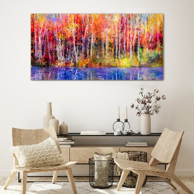 Skleneny obraz Farebné stromy maľovanie