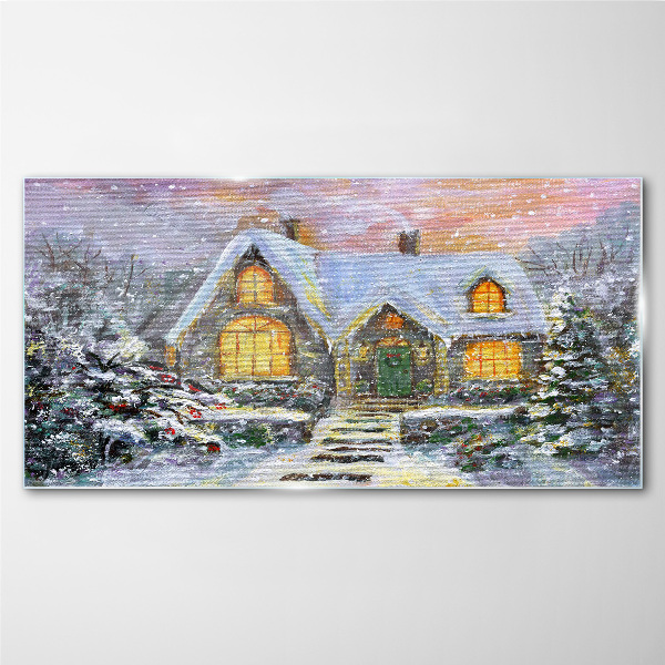 Skleneny obraz Zimné dom sneh