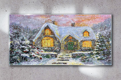 Skleneny obraz Zimné dom sneh