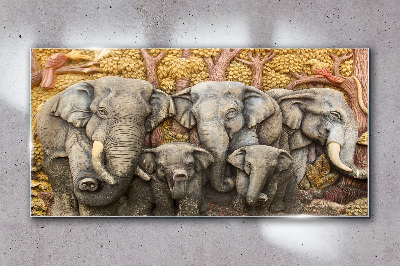 Skleneny obraz Zvieratá stromov slonov
