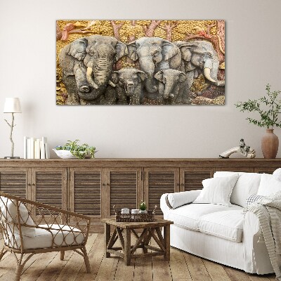 Skleneny obraz Zvieratá stromov slonov