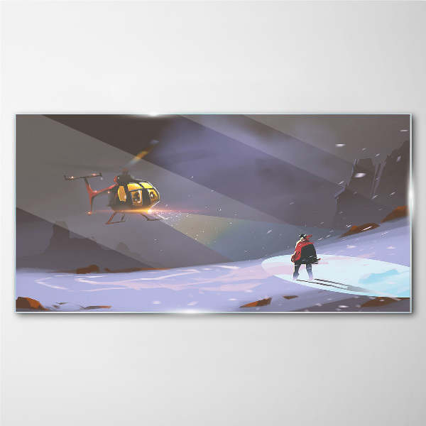 Skleneny obraz Hory snehová helikoptéra
