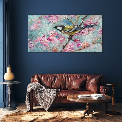 Skleneny obraz Kvety zvieracie vták