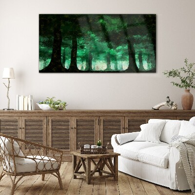 Skleneny obraz Maľovanie lesných stromov