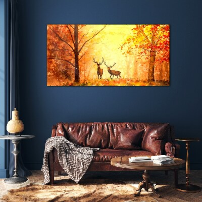 Skleneny obraz Jesenné lesné jeleň