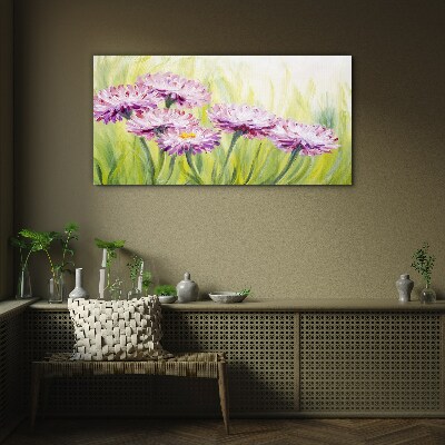 Skleneny obraz Kvety rastlín trávy