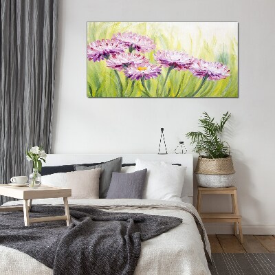 Skleneny obraz Kvety rastlín trávy