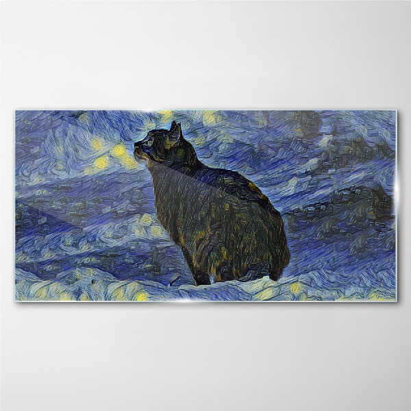 Skleneny obraz Abstrakcia mačka nočné hviezda