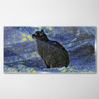 Skleneny obraz Abstrakcia mačka nočné hviezda