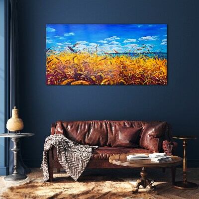 Skleneny obraz Lúka pšeničná obloha