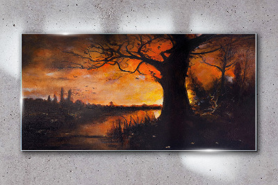 Skleneny obraz Abstrakcie strom krajina