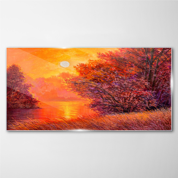 Skleneny obraz Lesné rieka slnka krajina