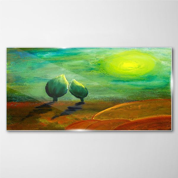 Skleneny obraz Abstrakcie slnko stromy