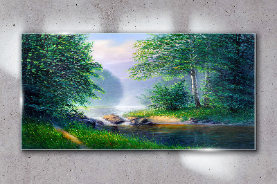 Skleneny obraz Lesné rieka krajina
