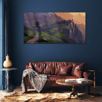 Skleneny obraz Maľovanie mesta mounatin