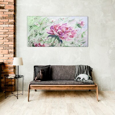 Skleneny obraz Maľovanie kvety pivonky