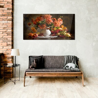 Skleneny obraz Maľovanie kvety ovocie