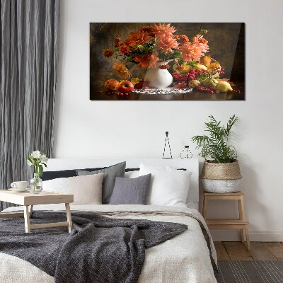 Skleneny obraz Maľovanie kvety ovocie