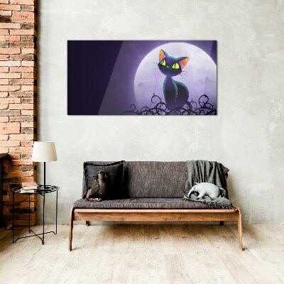 Skleneny obraz Zvieracie mačka mesiac
