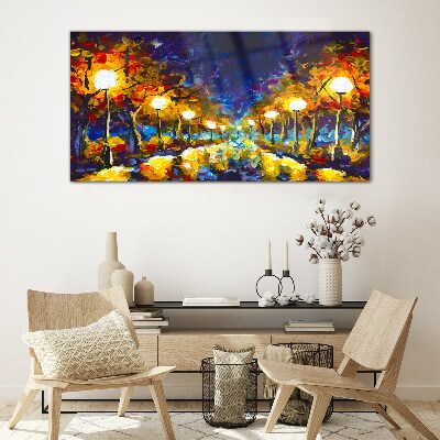 Skleneny obraz Nočné maľba lucerna