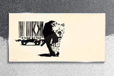 Skleneny obraz Banksyho čiarový kód leoparda