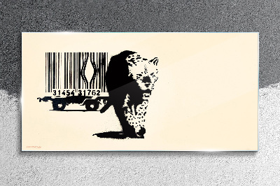 Skleneny obraz Leopard čiarový kód