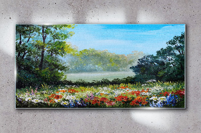 Skleneny obraz Abstraktné kvety stromov
