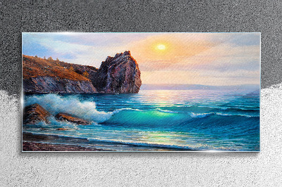 Skleneny obraz Maľovanie oceánu pobrežie