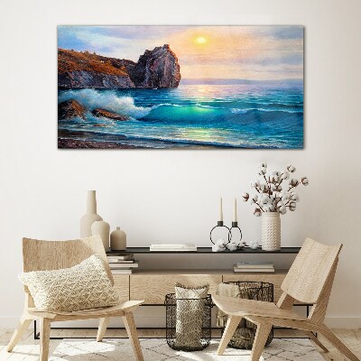Skleneny obraz Maľovanie oceánu pobrežie