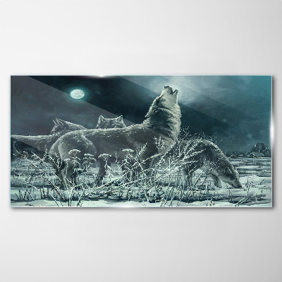 Skleneny obraz Maľovanie zvierat vlci