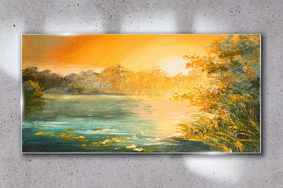 Skleneny obraz Abstrakcie lake les