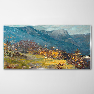 Skleneny obraz Maľovanie prírody hory