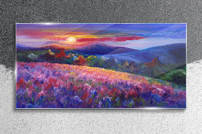 Skleneny obraz Maľovanie hory lúka