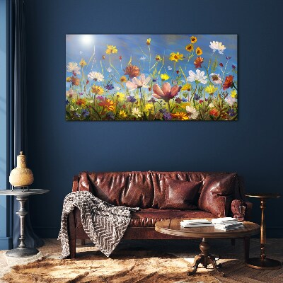 Skleneny obraz Maľovanie kvety lúka