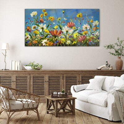 Skleneny obraz Maľovanie kvety lúka