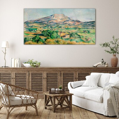 Sklenený obraz Maľovanie hory prírody