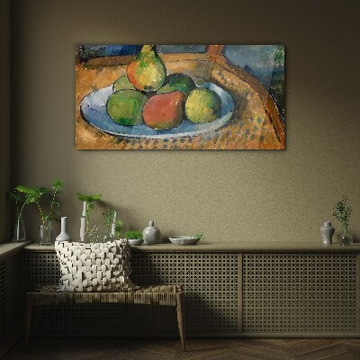 Sklenený obraz Doska s ovocím na stoličke