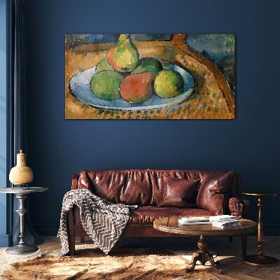 Sklenený obraz Doska s ovocím na stoličke