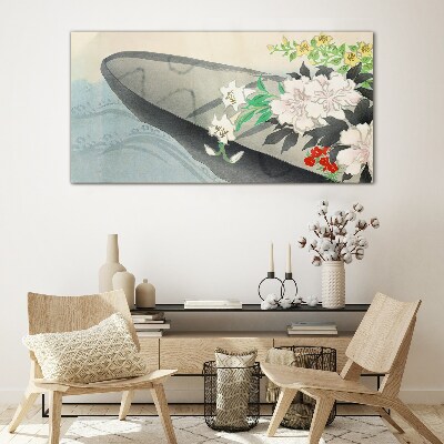 Sklenený obraz Kvetinový čln kvety voda