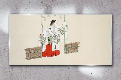 Sklenený obraz Tradičná japonská scéna so ženou