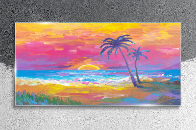 Skleneny obraz Pláž palm sunset