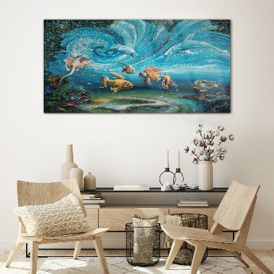 Skleneny obraz Maľovanie zvierat ryby