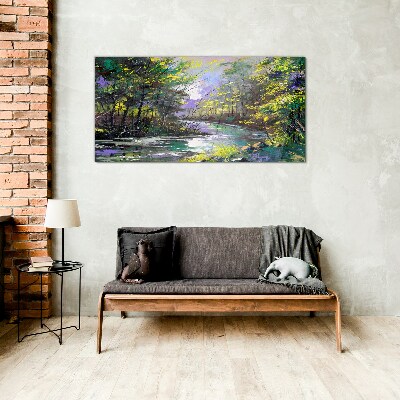 Skleneny obraz Maľovanie lesných riek