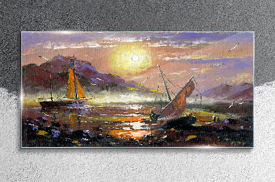 Skleneny obraz Maľovanie člny