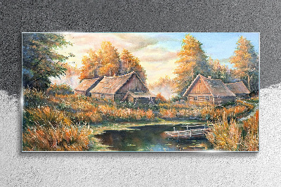 Skleneny obraz Ráno pokojná vidiecka krajina