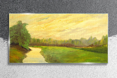 Skleneny obraz Maľovanie rieky prírody