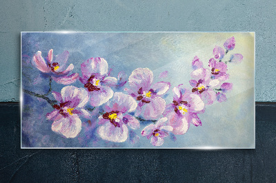 Skleneny obraz Kvetinové orchidey na modrom pozadí
