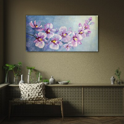 Skleneny obraz Kvetinové orchidey na modrom pozadí
