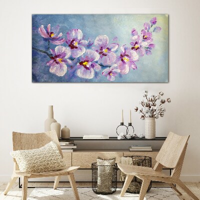 Skleneny obraz Kvetinové orchidey na modrom pozadí